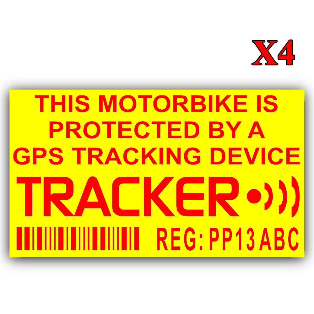 GPS Tracker Warning Security Sticker for Motorbike Bike Vinyl Decal 4Pcs