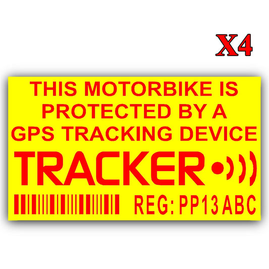 GPS Tracker Warning Security Sticker for Motorbike Bike Vinyl Decal 4Pcs