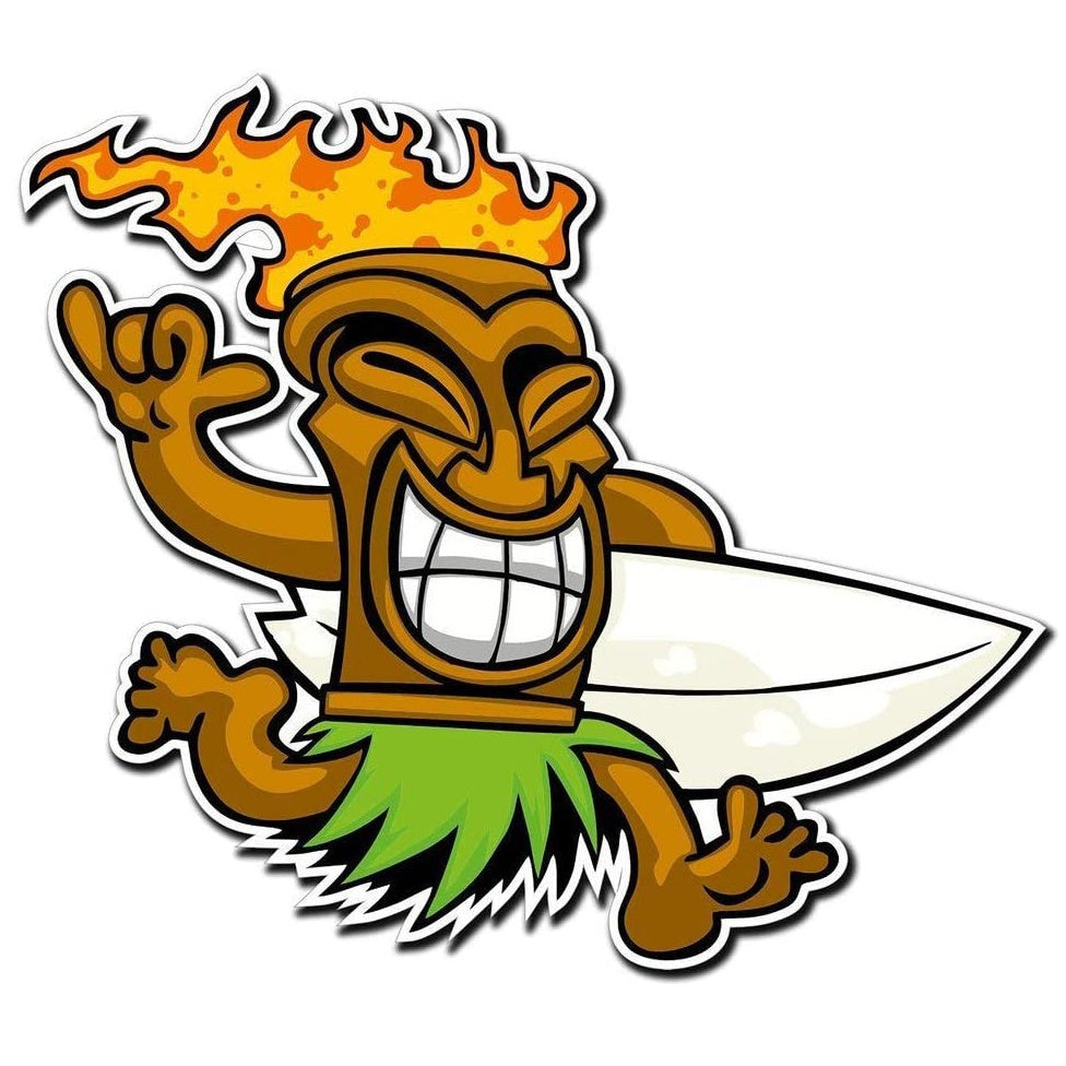 Tiki Surf Hawaii Aloha Funny Car Sticker And Decal for Windows, Cars, SUV, Trucks
