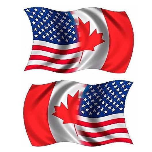 American Canadian Waving Flag Decal Set USA Canada Car Sticker And Decal for Windows, Cars, SUV, Trucks 1Pair
