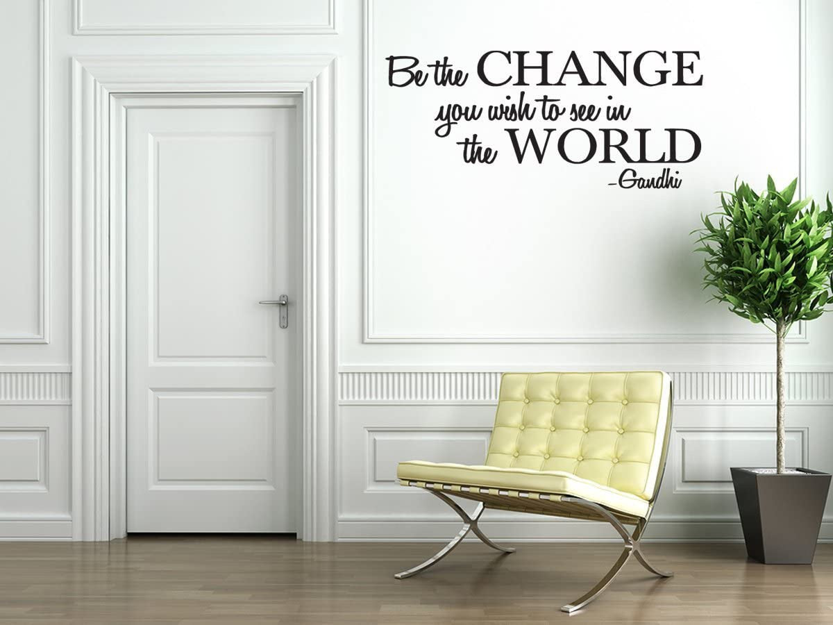 Be The Change You Wish to See in The World - Gandhi Wall Quote Sayings Letters Decals Lettering Vinyl Sticker Sign