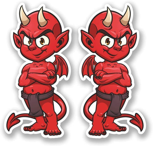 Red Devil Funny Vinyl Decal Sticker for Car, Truck, Window, Bumper 1Pair
