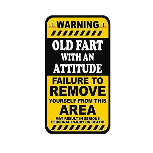 Old Fart Yellow Warning Decal Set Crabby Old Man Funny Vinyl Decal Sticker for Car, Truck, Window, Bumper