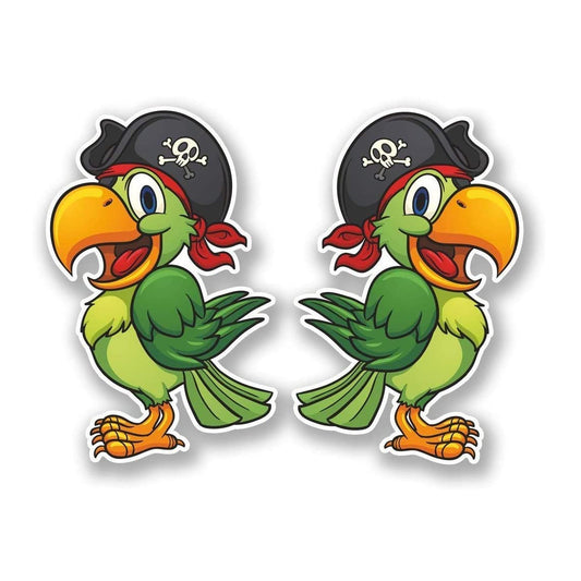 Pirate Parrot Funny Vinyl Decal Sticker for Car, Truck, Window, Bumper 1Pair