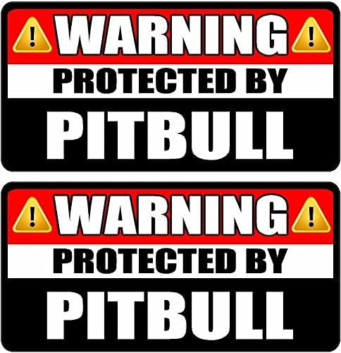 Pitbull Warning Protection Dog Vinyl Decal Sticker for Car, Truck, Window, Bumper 2Pcs