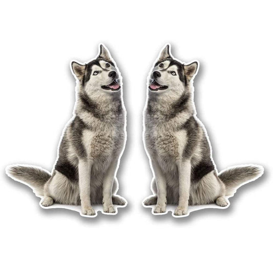 Siberian Husky Funny Vinyl Decal Sticker for Car, Truck, Window, Bumper 1Pair