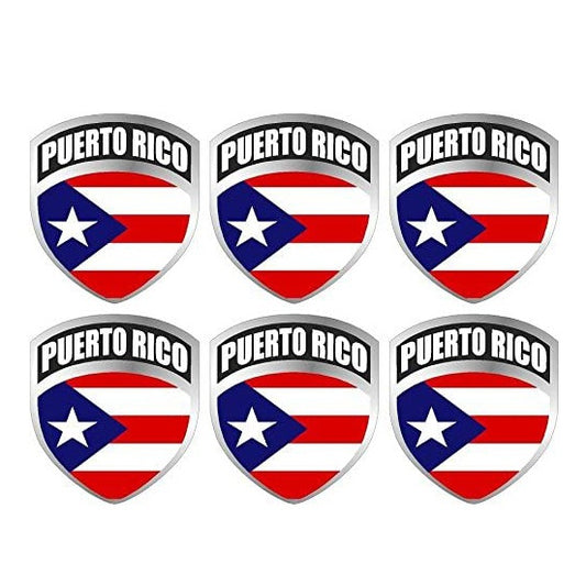 Puerto Rico Rican PR Flag Shield Vinyl Decal Sticker for Car, Truck, Window, Bumper 6Pcs