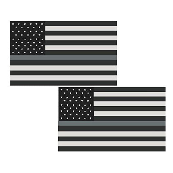 Thin Silver Line American Subdued Flag Funny Vinyl Decal Sticker for Car, Truck, Window, Bumper 2Pcs