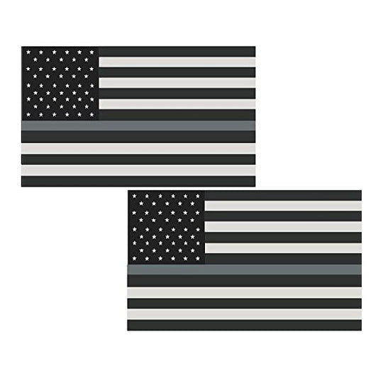 Thin Silver Line American Subdued Flag Funny Vinyl Decal Sticker for Car, Truck, Window, Bumper 2Pcs