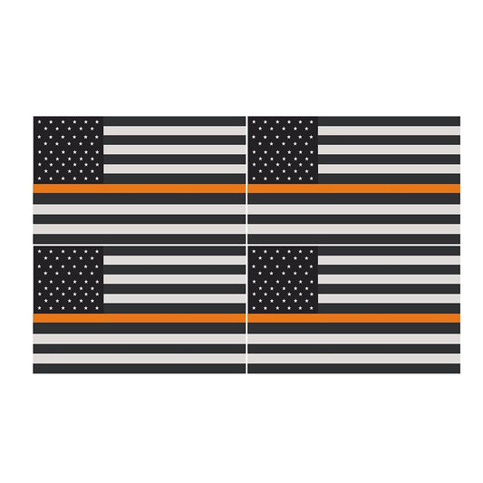 Thin Orange Line American Subdued Flag Funny Vinyl Decal Sticker for Car, Truck, Window, Bumper 4Pcs