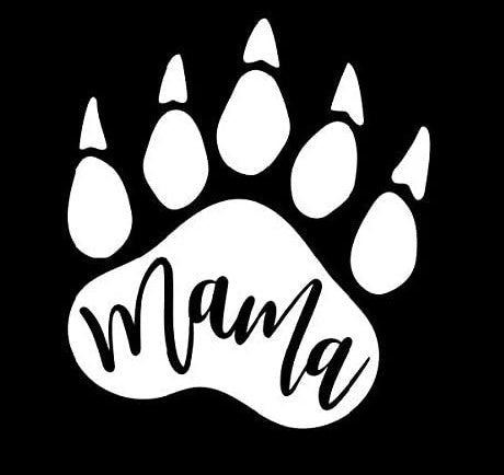 Mama Bear Paw Funny Vinyl Decal Sticker for Car, Truck, Window, Bumper White