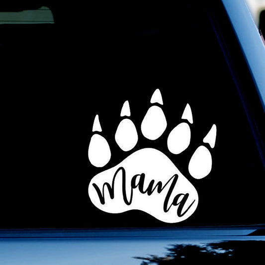 Mama Bear Paw Funny Vinyl Decal Sticker for Car, Truck, Window, Bumper White