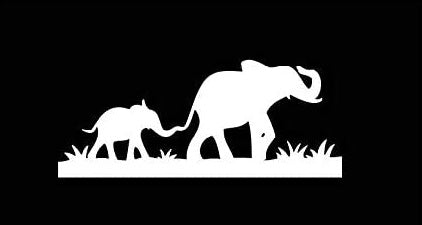 Mom & Baby Elephant Funny Vinyl Decal Sticker for Car, Truck, Window, Bumper White