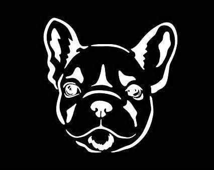 French Bulldog Face Funny Vinyl Decal Sticker for Car, Truck, Window, Bumper White