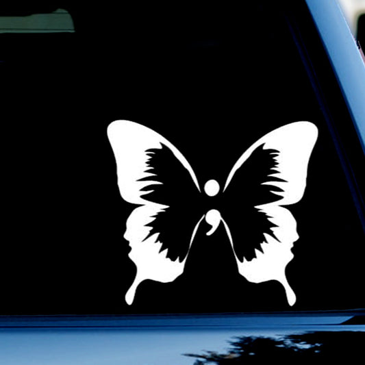 Butterfly Wing Semicolon Funny Vinyl Decal Sticker for Car, Truck, Window, Bumper White