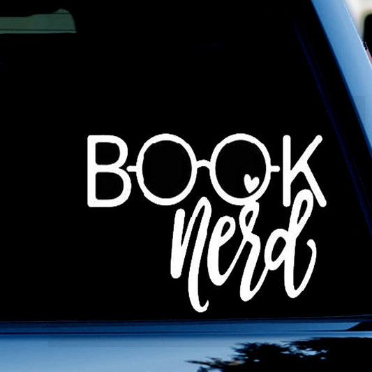 Book Nerd Funny Vinyl Decal Sticker for Car, Truck, Window, Bumper White