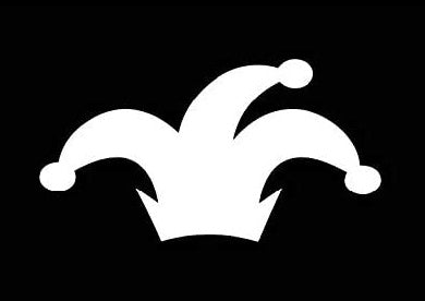 Jester Hat Funny Vinyl Decal Sticker for Car, Truck, Window, Bumper White
