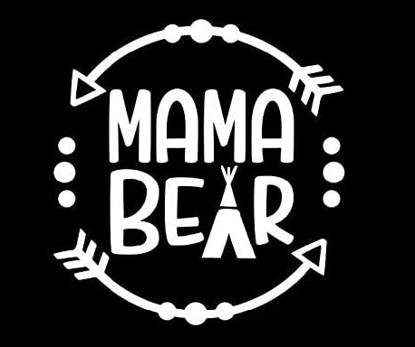 Mama Bear Arrows Funny Vinyl Decal Sticker for Car, Truck, Window, Bumper White