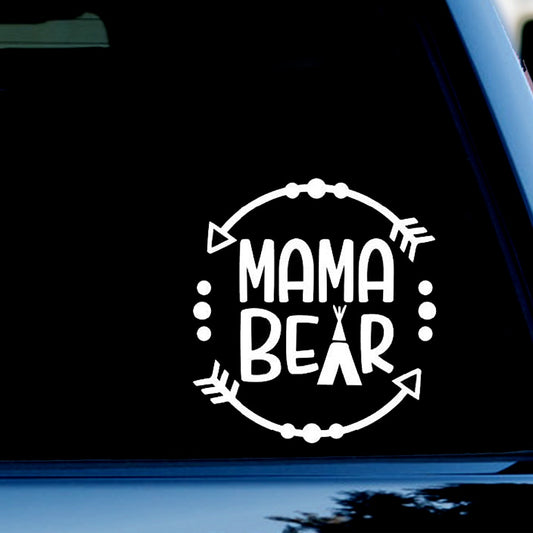 Mama Bear Arrows Funny Vinyl Decal Sticker for Car, Truck, Window, Bumper White