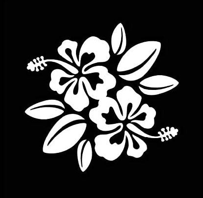 Hibiscus Flowers Funny Vinyl Decal Sticker for Car, Truck, Window, Bumper White