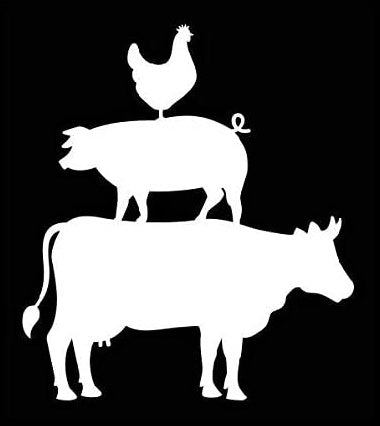 Farm Animals Funny Vinyl Decal Sticker for Car, Truck, Window, Bumper White