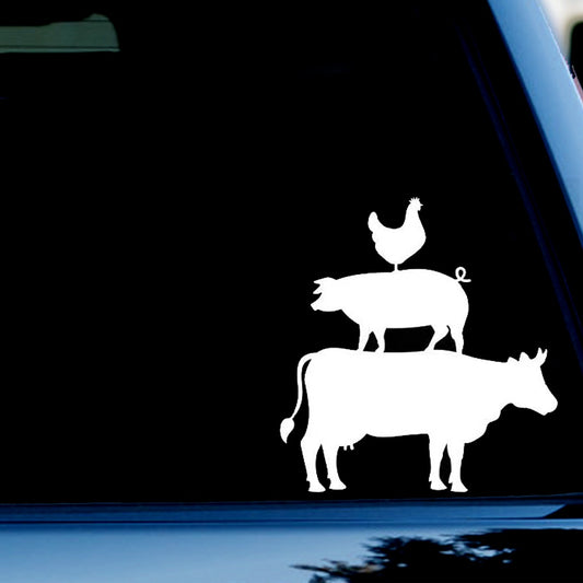 Farm Animals Funny Vinyl Decal Sticker for Car, Truck, Window, Bumper White