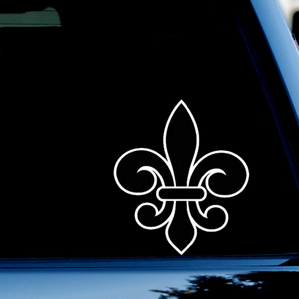 Fleur de Lis Funny Vinyl Decal Sticker for Car, Truck, Window, Bumper White