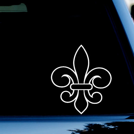 Fleur de Lis Funny Vinyl Decal Sticker for Car, Truck, Window, Bumper White