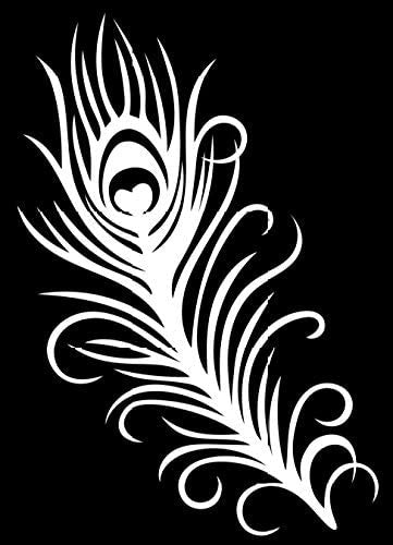 Peacock Feather Funny Vinyl Decal Sticker for Car, Truck, Window, Bumper White