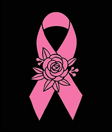 Floral Breast Cancer Ribbon Vinyl Decal Sticker for Car, Truck, Window, Bumper Pink