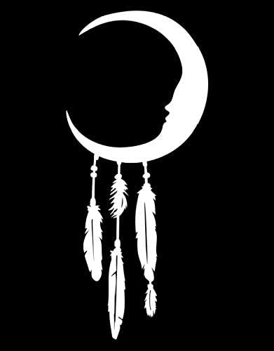 Dream Catcher Moon Funny Vinyl Decal Sticker for Car, Truck, Window, Bumper White