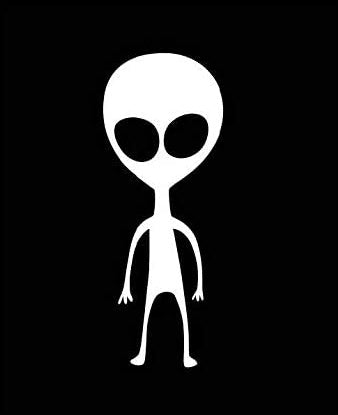 Small Alien Funny Vinyl Decal Sticker for Car, Truck, Window, Bumper White
