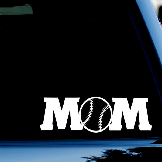Baseball Mom Funny Vinyl Decal Sticker for Car, Truck, Window, Bumper White