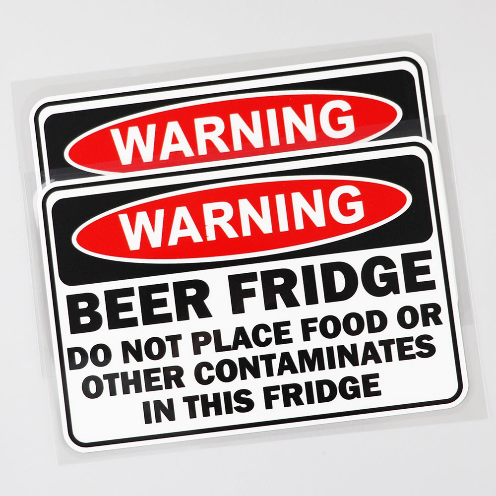 Warning Beer Fridge Contaminates Food Funny Vinyl Decal Sticker for Car, Truck, Window, Bumper 2Pcs