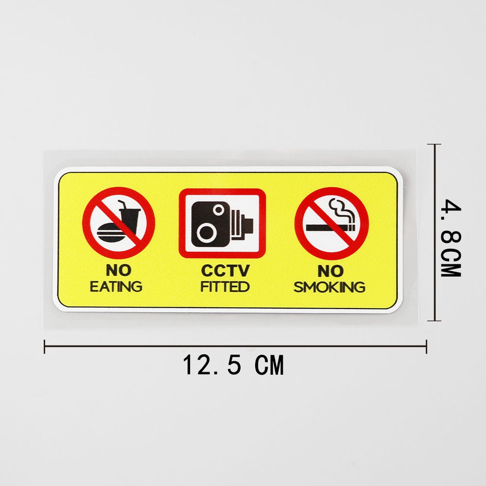 3X No Eating Drinking CCTV Fitted Taxi Vinyl Decal Sticker for Car, Truck, Window, Bumper