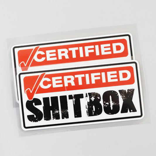 Certified Shitbox Funny Vinyl Decal Sticker for Car, Truck, Window, Bumper 2Pcs