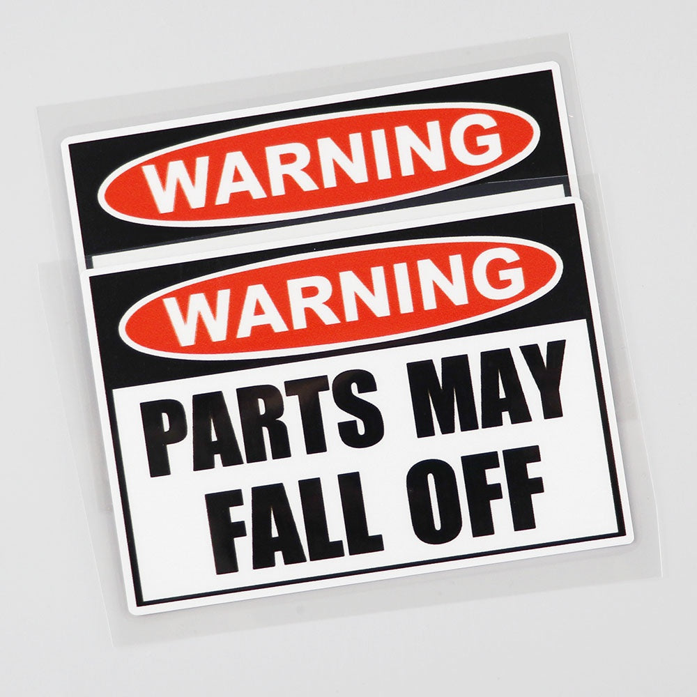 Cool Warning Parts May Fall Off Funny Vinyl Decal Sticker for Car, Truck, Window, Bumper 2Pcs