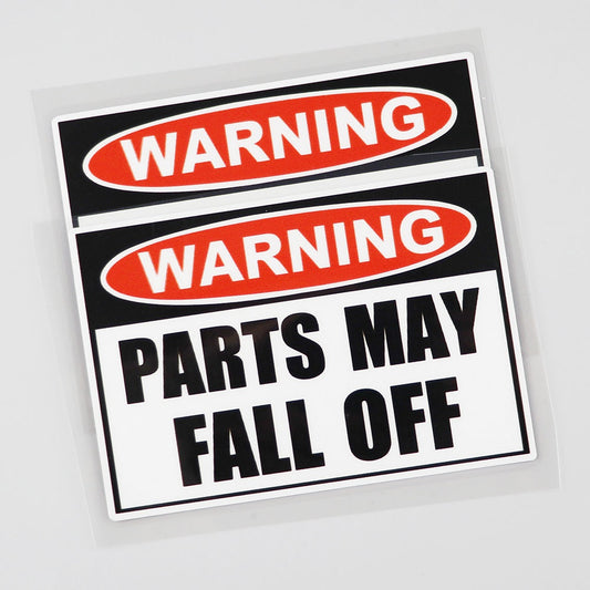 Cool Warning Parts May Fall Off Funny Vinyl Decal Sticker for Car, Truck, Window, Bumper 2Pcs