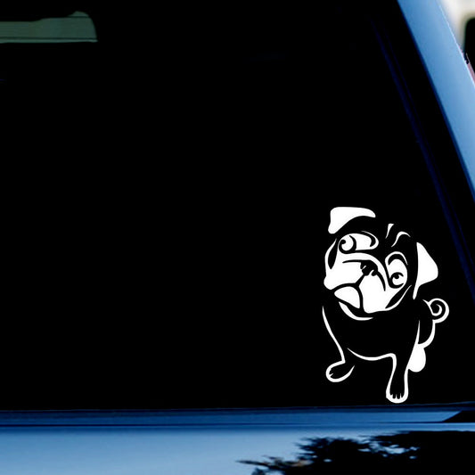 Pug Dog Decal Sticker for Car, Truck, Window, Bumper White