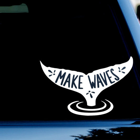Make Waves Mermaid Decal Sticker for Car, Truck, Window, Bumper White