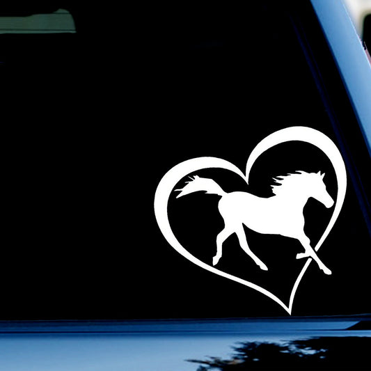 Horse Heart Decal Sticker for Car, Truck, Window, Bumper White