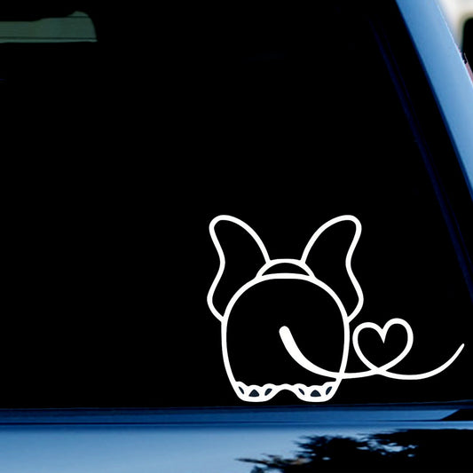 Elephant Tail Heart Decal Sticker for Car, Truck, Window, Bumper White