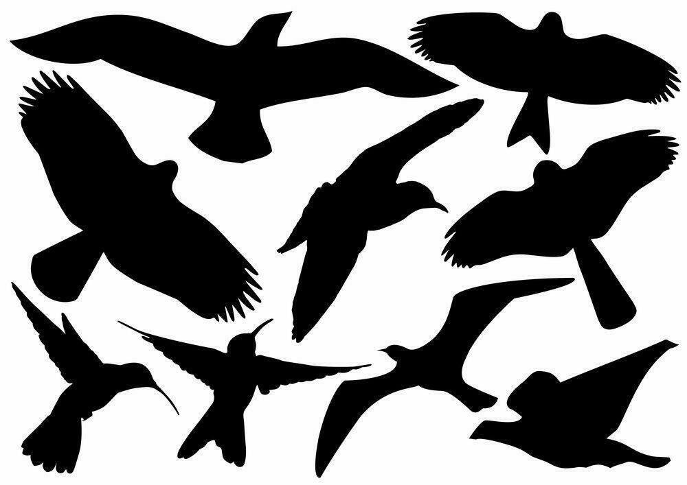 18 Bird Silhouettes Protective Warning Sticker Windows Glass For Protection