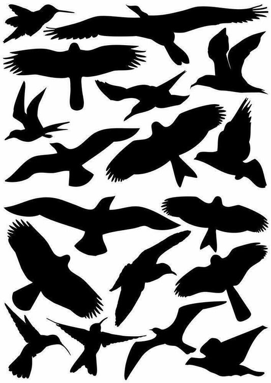 18 Bird Silhouettes Protective Warning Sticker Windows Glass For Protection