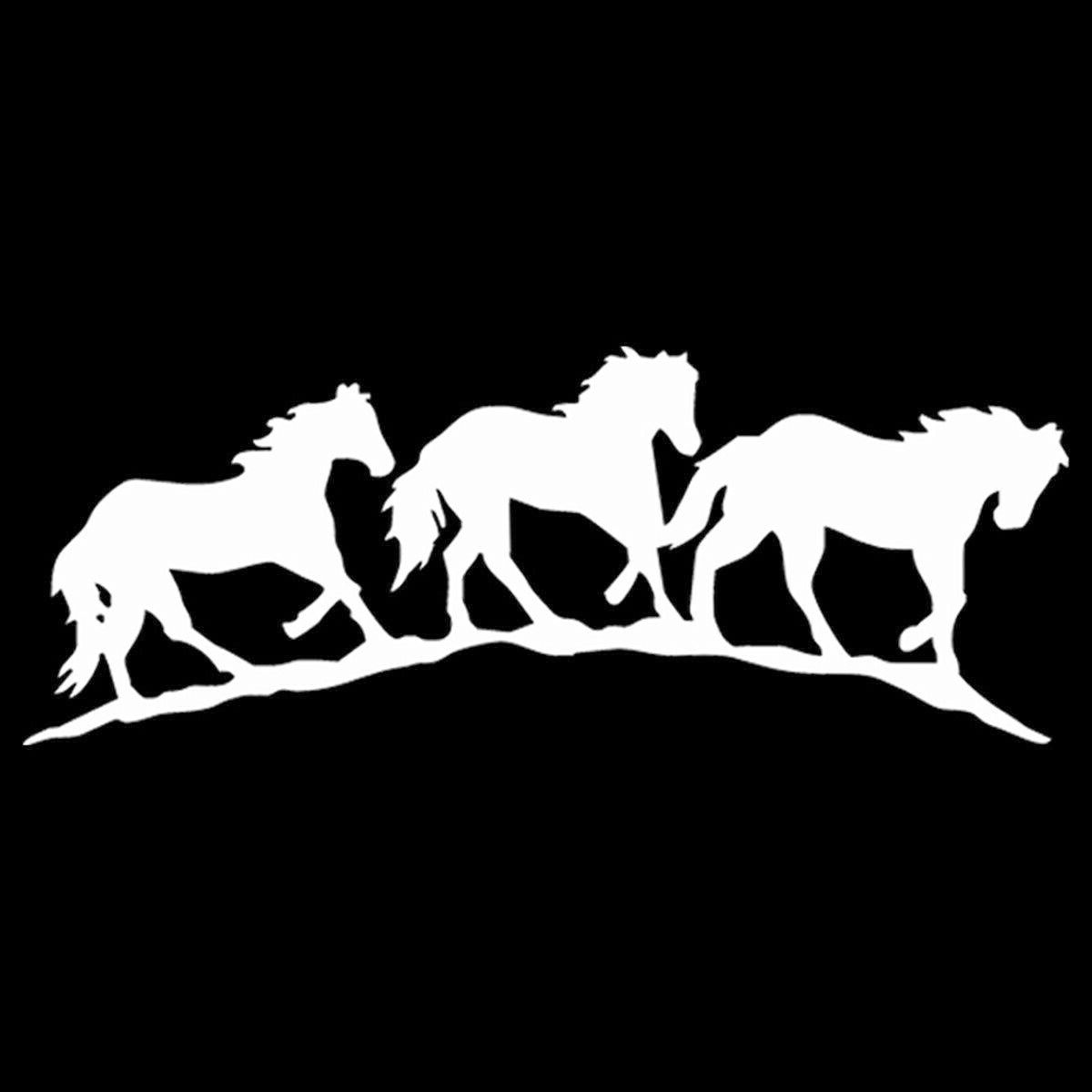Three Horse Animal Home Room Vinyl Sticker Decal for Car Truck Window Bumper White