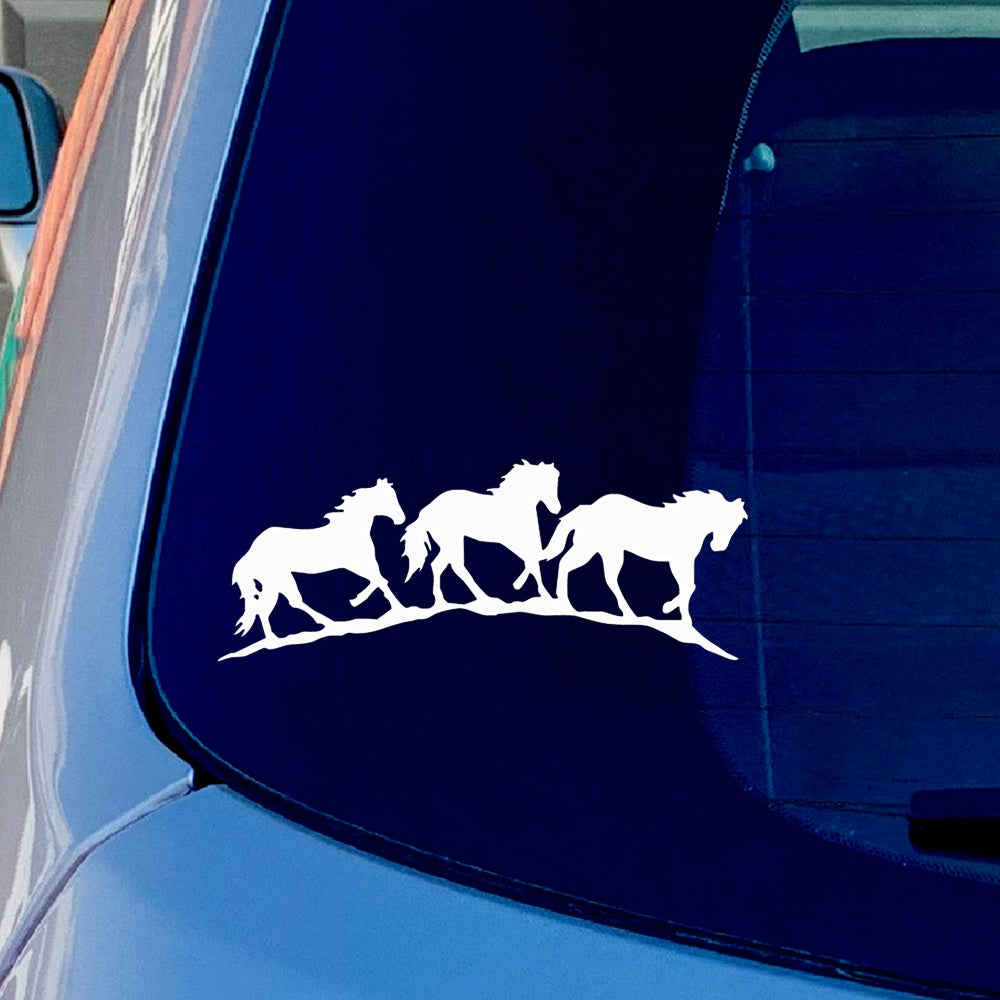 Three Horse Animal Home Room Vinyl Sticker Decal for Car Truck Window Bumper White