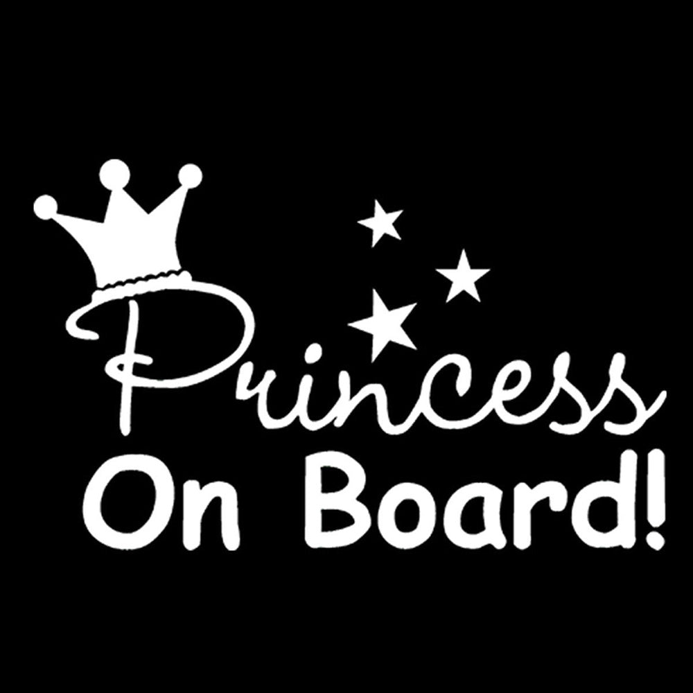 Princess On Board Vinyl Sticker Decal for Car Truck Window Bumper White
