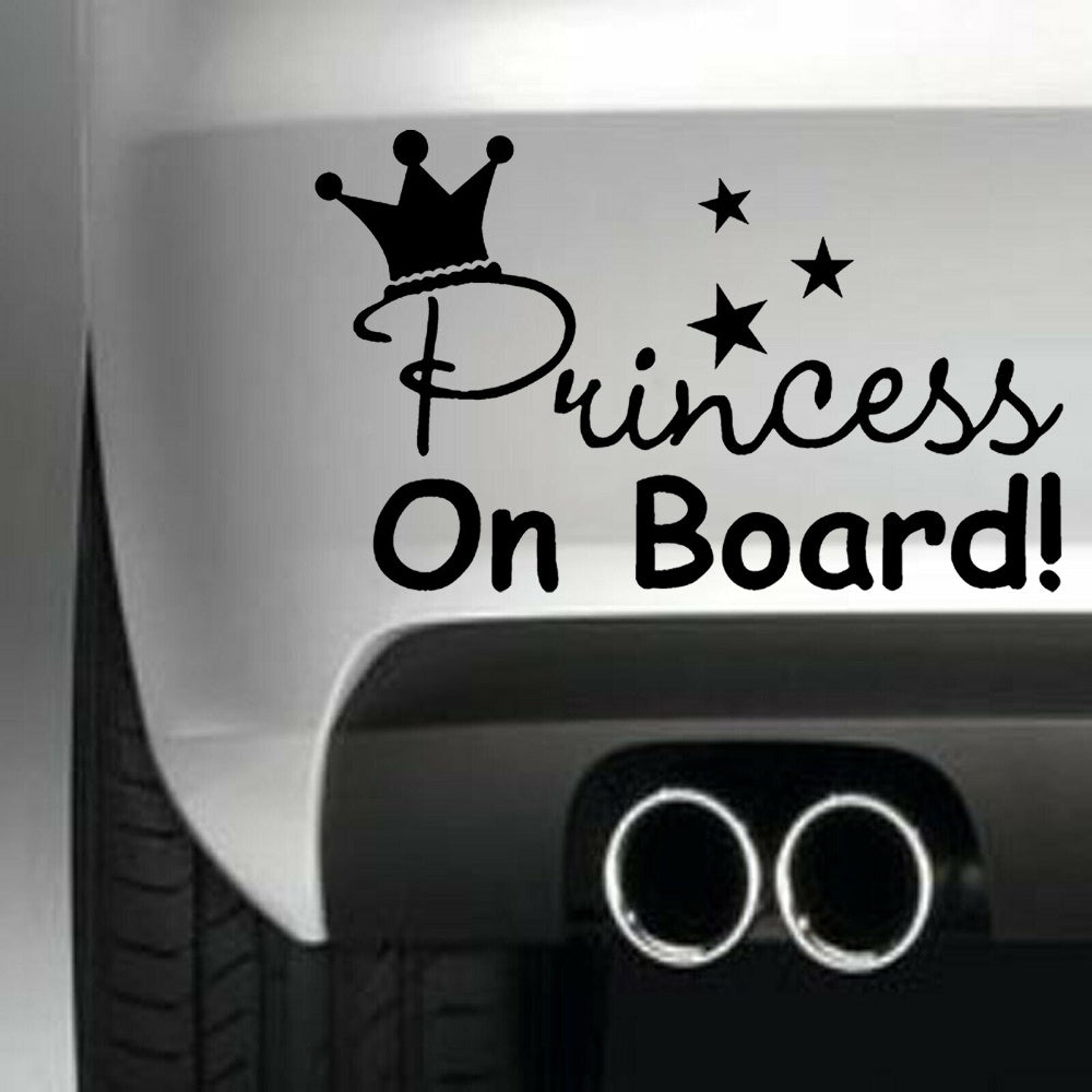 Princess On Board Vinyl Sticker Decal for Car Truck Window Bumper Black