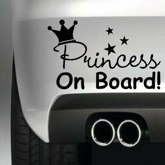 Princess On Board Vinyl Sticker Decal for Car Truck Window Bumper Black