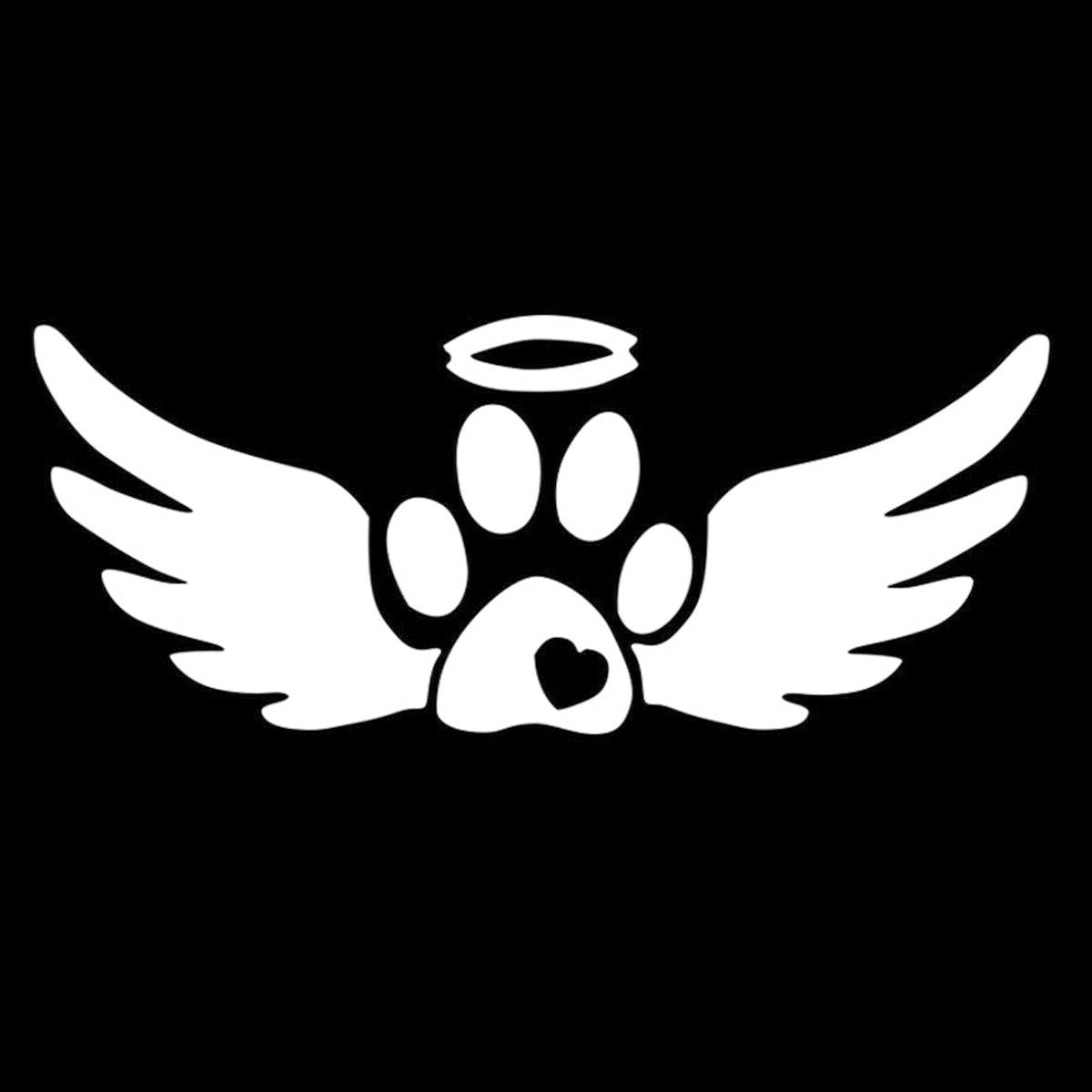 Paw Angle Wings Vinyl Sticker Decal for Car Truck Window Bumper White